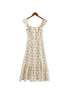 Women's Floral Smocked A-Line Midi Dress