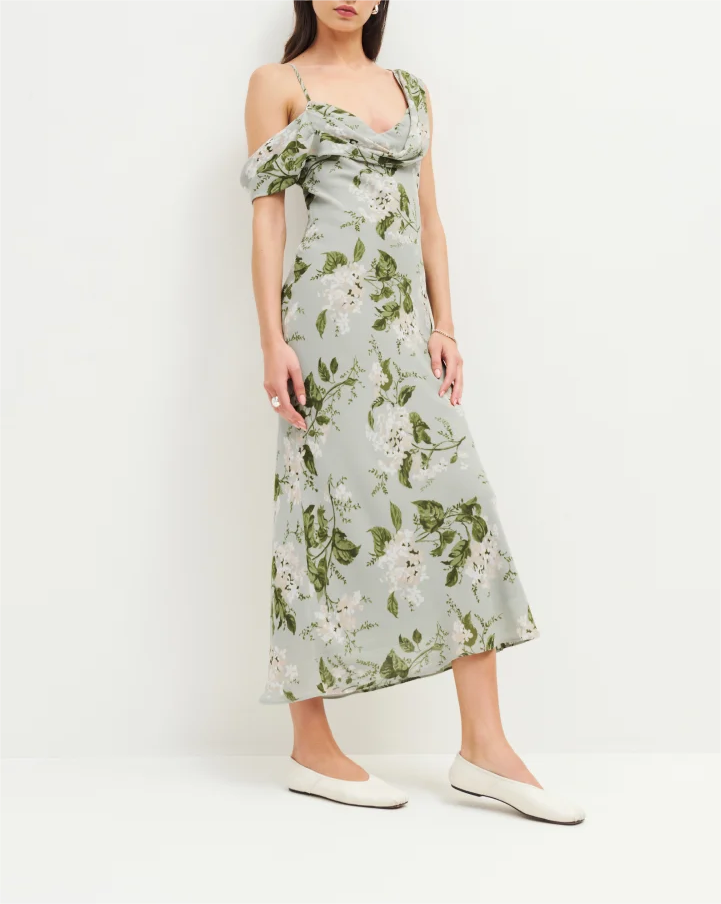 Floral Asymmetric Maxi Slip Dress