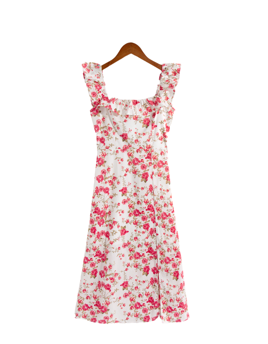 Women's French Floral Square-Neck Flutter-Sleeve Dress