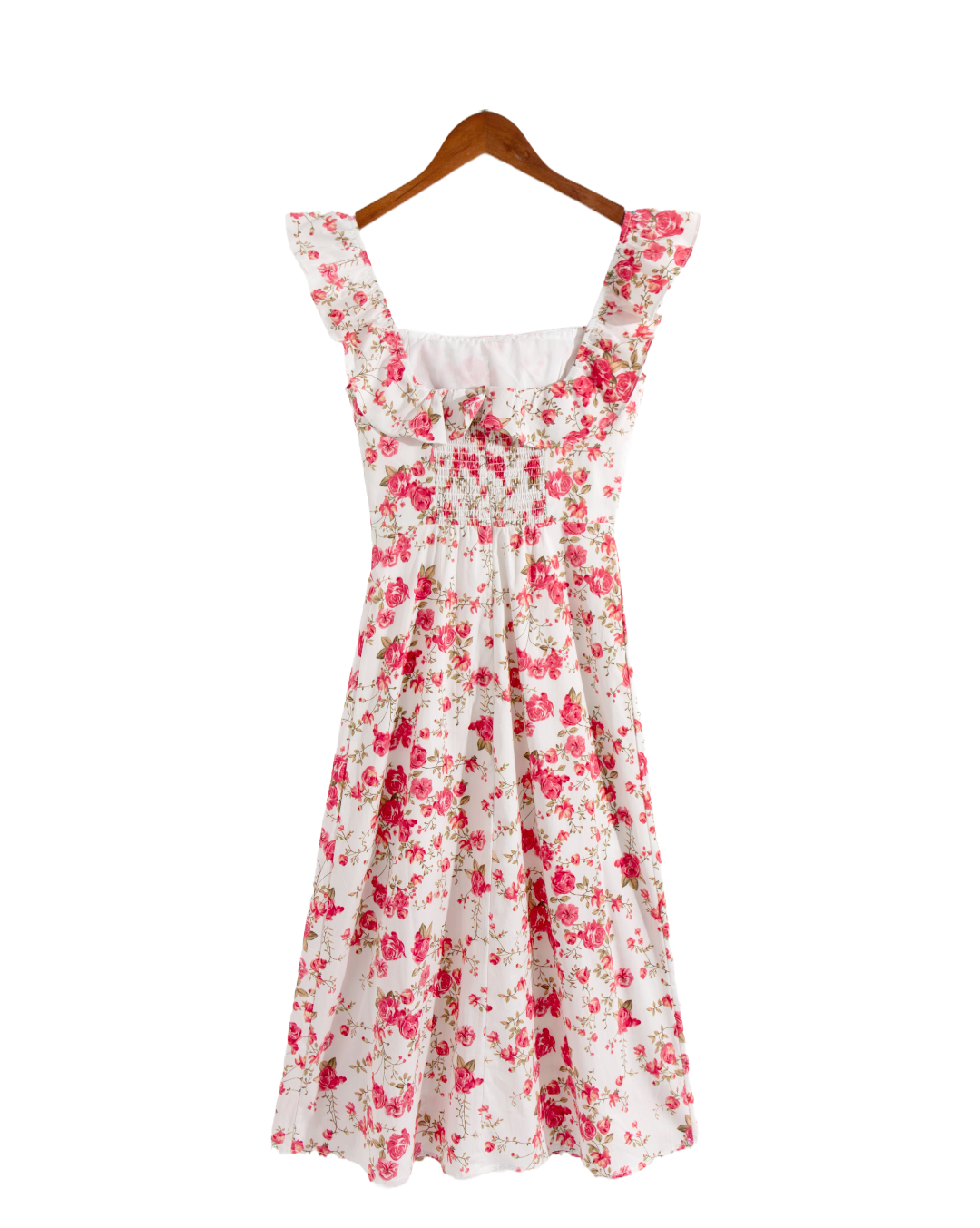 Women's French Floral Square-Neck Flutter-Sleeve Dress