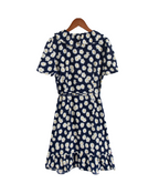 Daisy Print Short-Sleeve Wrap Dress