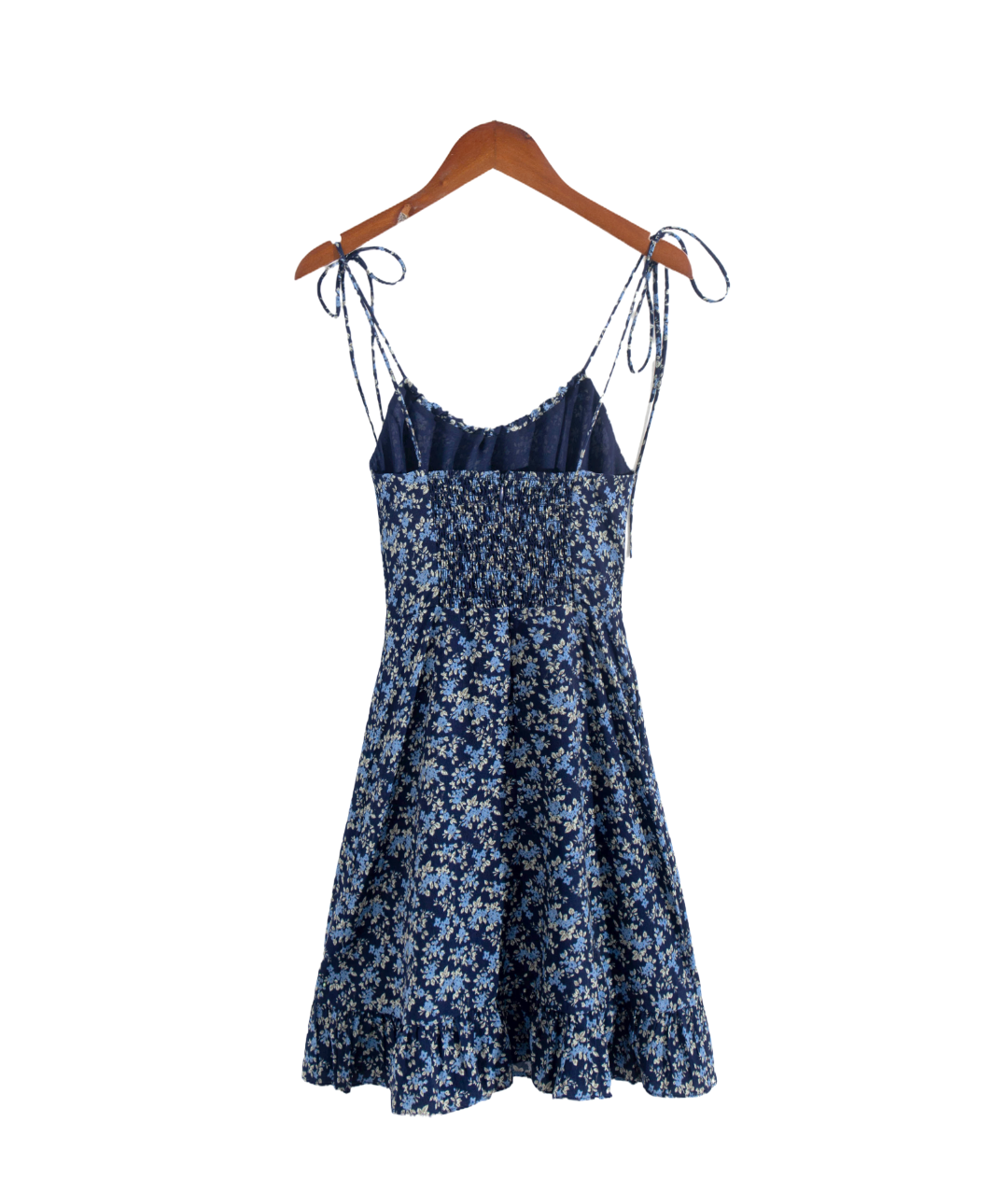 Women's Blue Floral V-Neck Ruffle Beach Dress