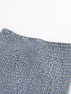 's Pleated Binding Smocking Lace Denim Tube Top Small Top
