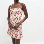 Cherry-Print Chiffon Strap Dress