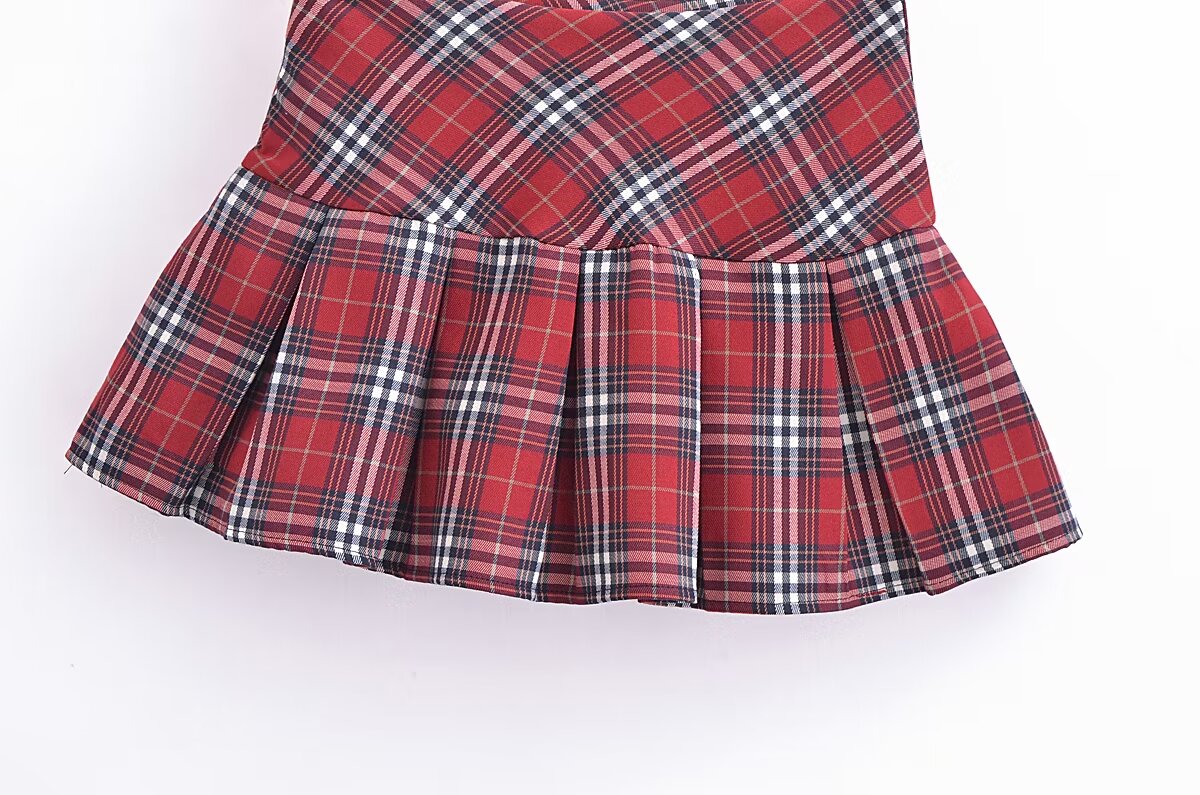 Women's Pleated French Plaid Shorts