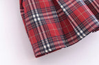 Women's Pleated French Plaid Shorts