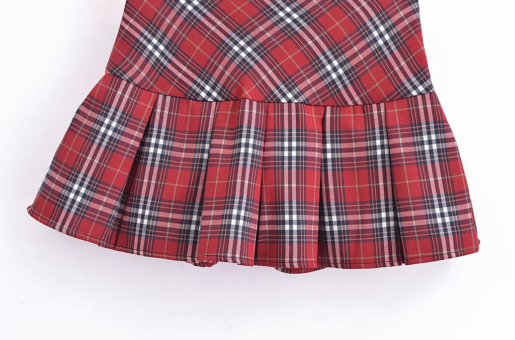 Women's Pleated French Plaid Shorts