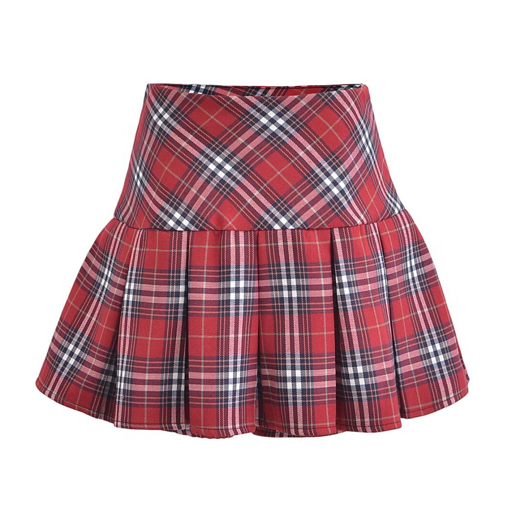 Women's Pleated French Plaid Shorts