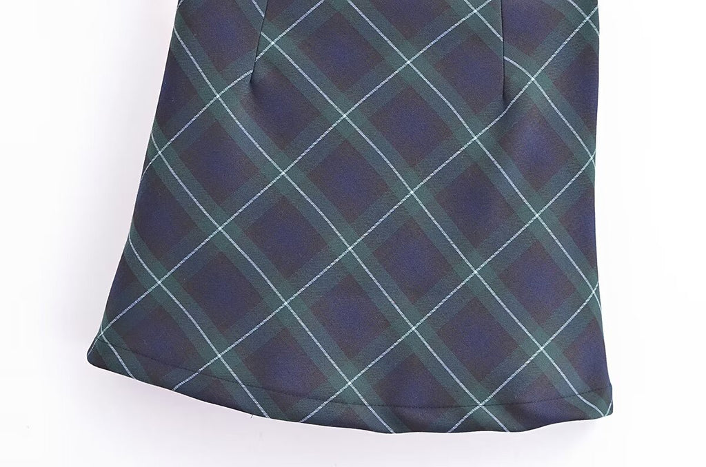 Women's French Plaid High-Waisted Skirt