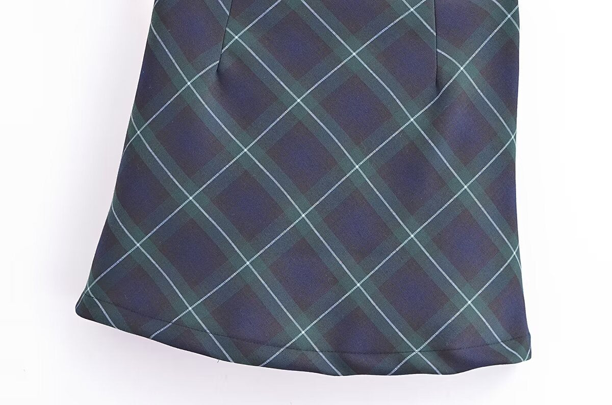 Women's French Plaid High-Waisted Skirt