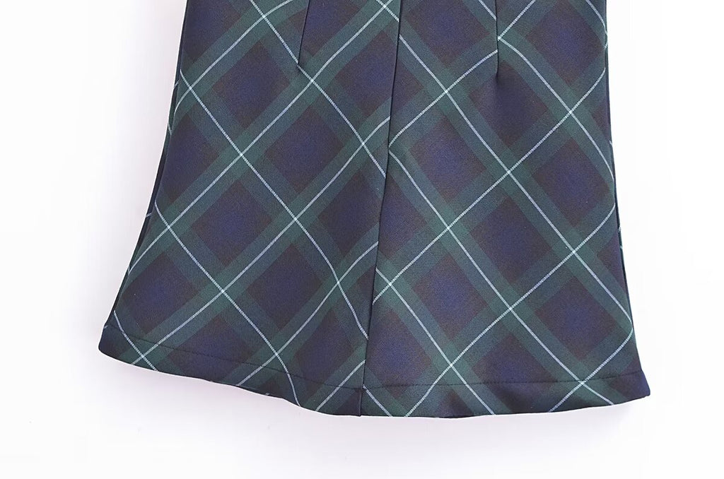 Women's French Plaid High-Waisted Skirt