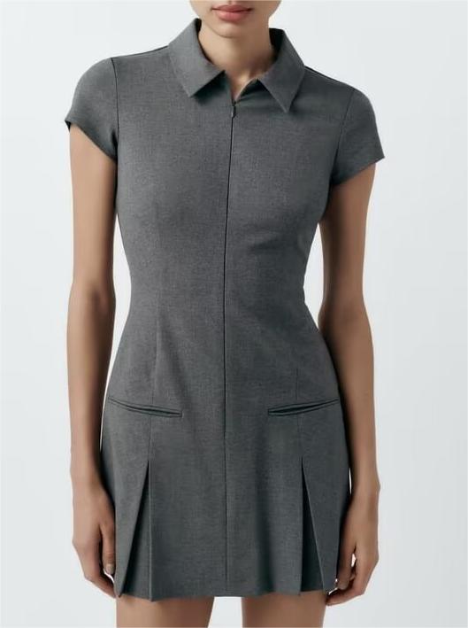 Women's Polo Collar Short Sleeved Summer Waist Dress
