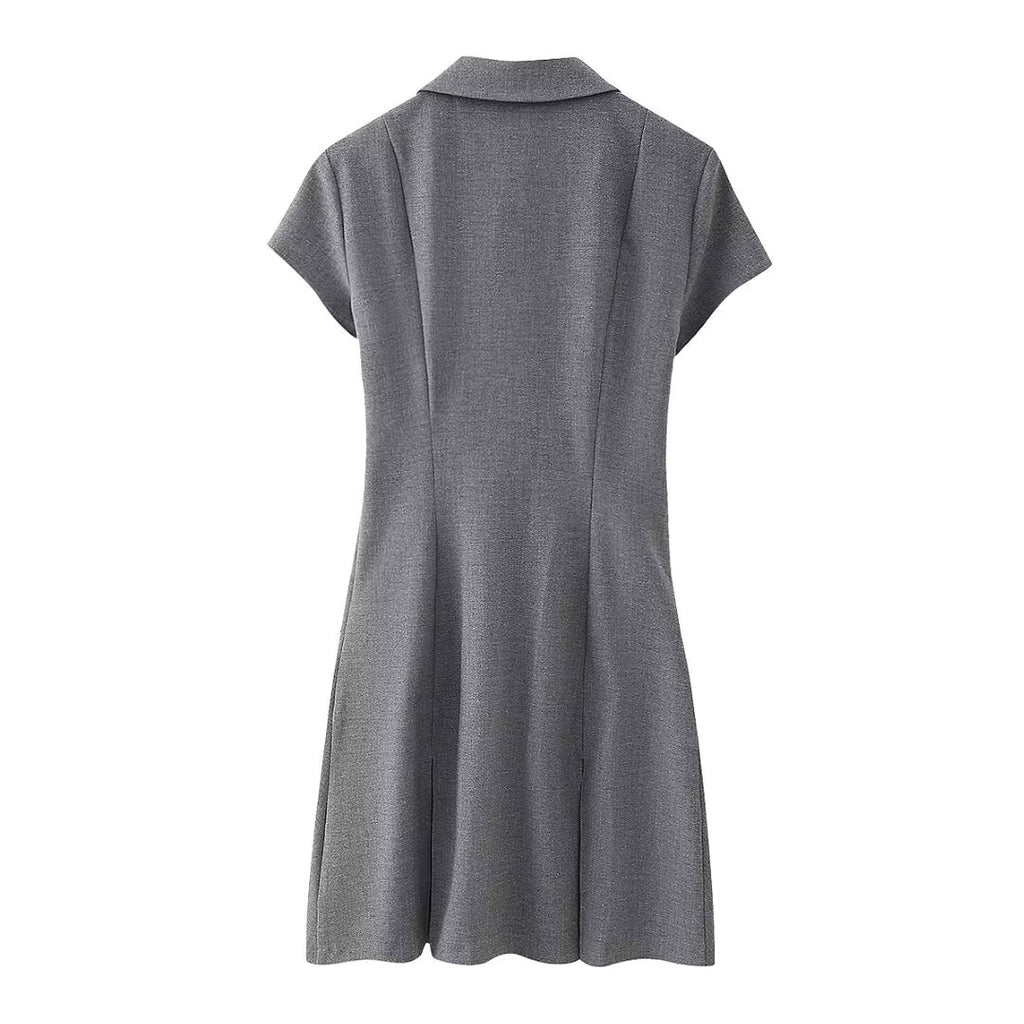 Women's Polo Collar Short Sleeved Summer Waist Dress
