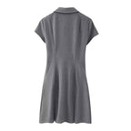 Women's Polo Collar Short Sleeved Summer Waist Dress