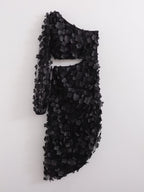 Women's Black One-Shoulder Asymmetric Fall Dress