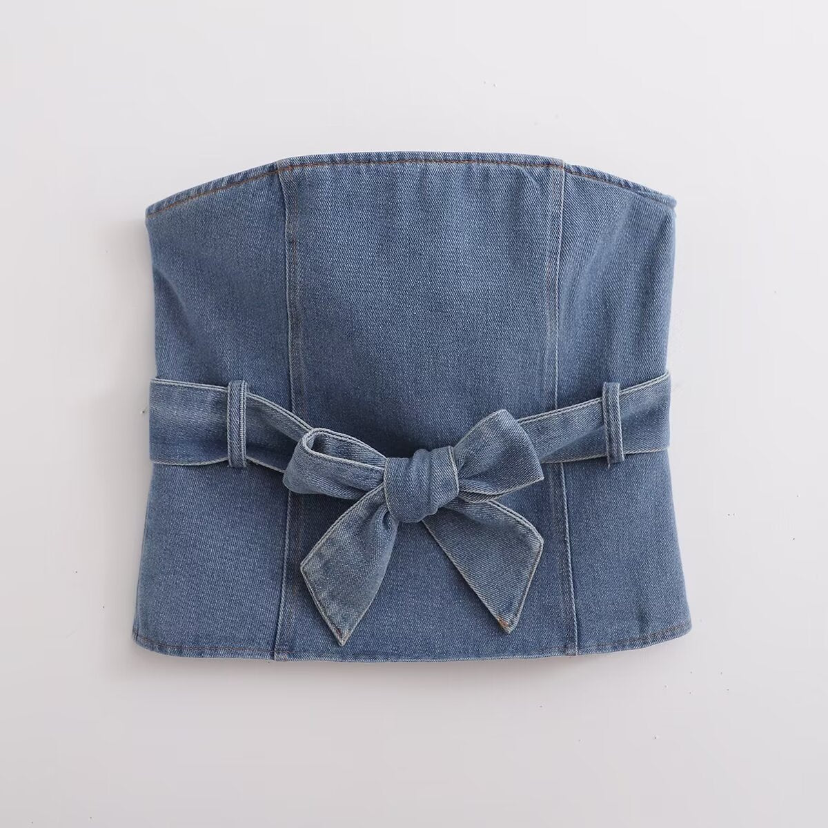's Fall Bow Denim Vest Top