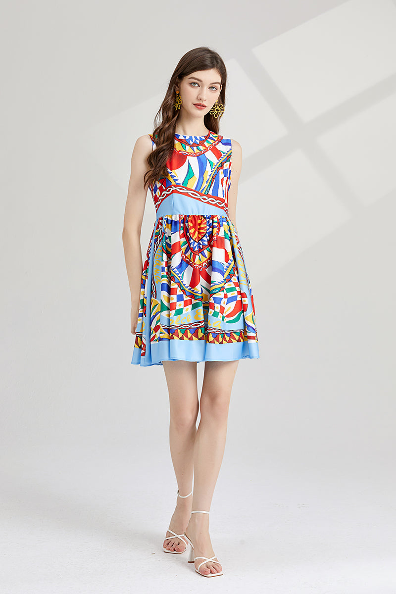 Floral Sleeveless A-Line Mini Dress