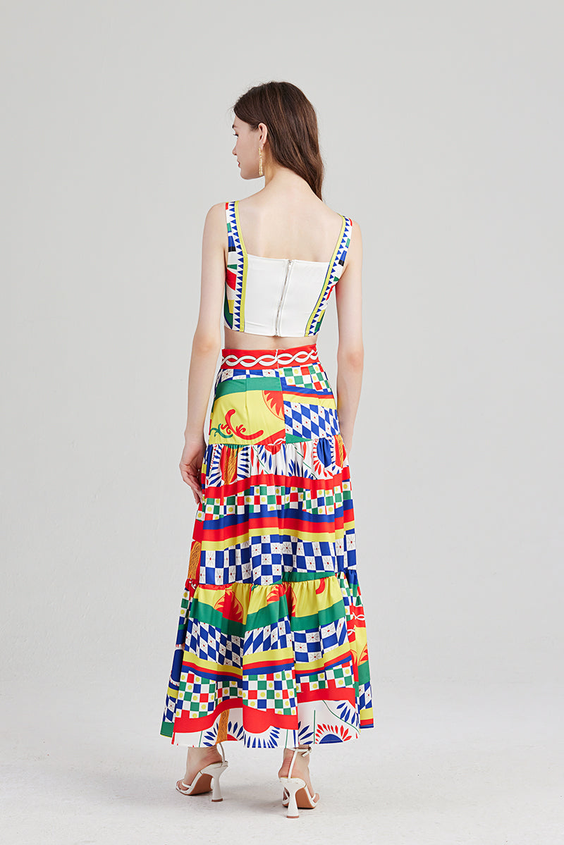 Women's 's Printed Strapless Skirt Set