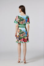 Floral Short-Sleeve A-Line Mini Dress