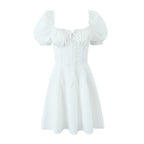 Women's Spring Square-Neck Puff-Sleeve Mini Dress