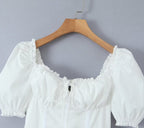 Women's Spring Square-Neck Puff-Sleeve Mini Dress