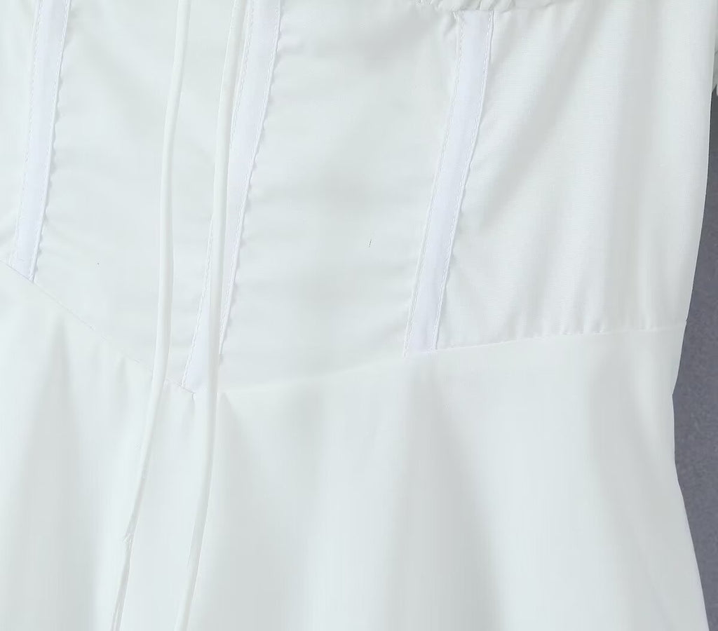 Women's Spring Square-Neck Puff-Sleeve Mini Dress