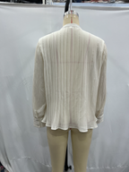 Women's Winter Women Clothing Fashionable All Match Loose V Neck Pleated Long Sleeve Shirt