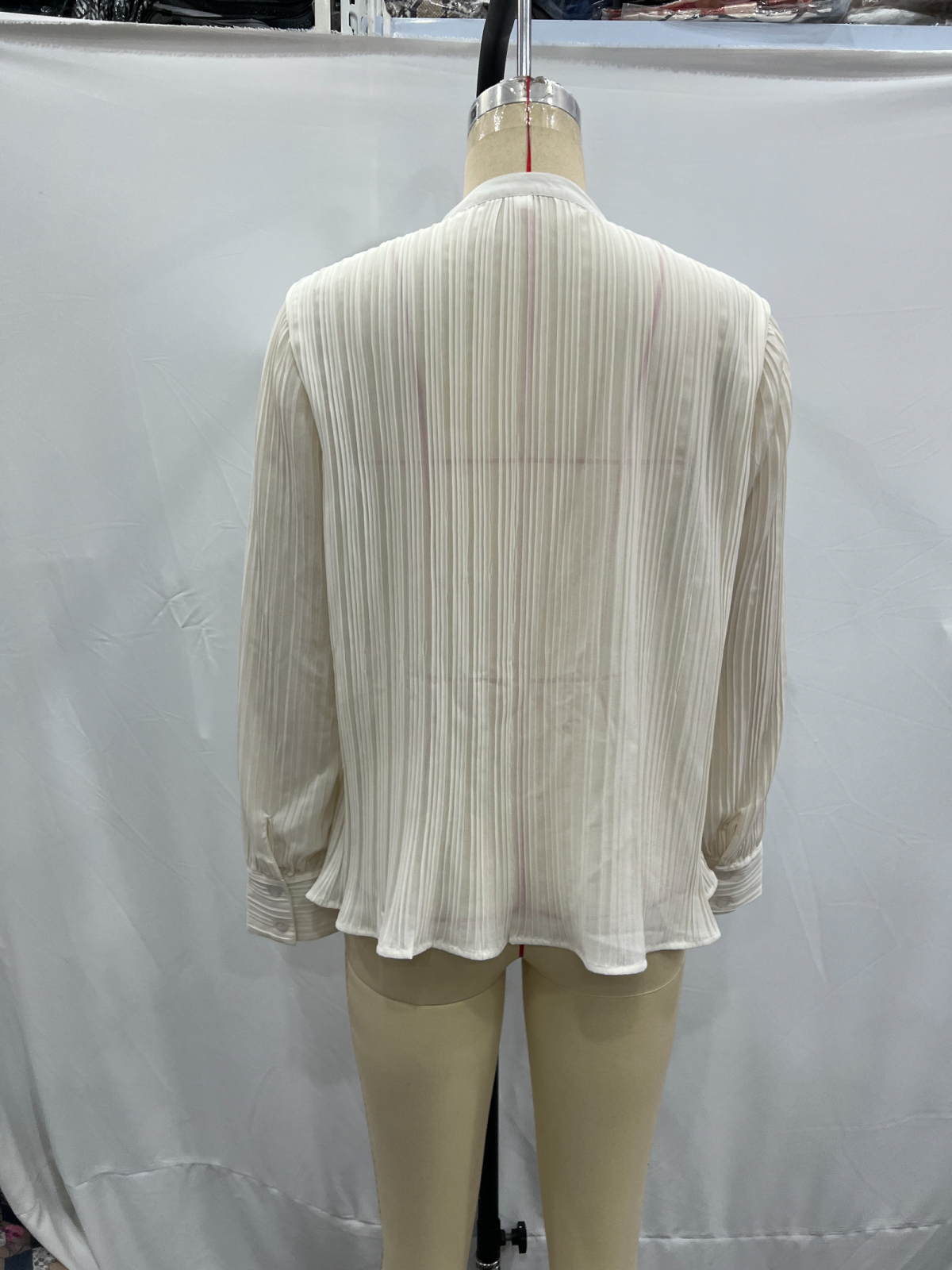 Women's Winter Women Clothing Fashionable All Match Loose V Neck Pleated Long Sleeve Shirt