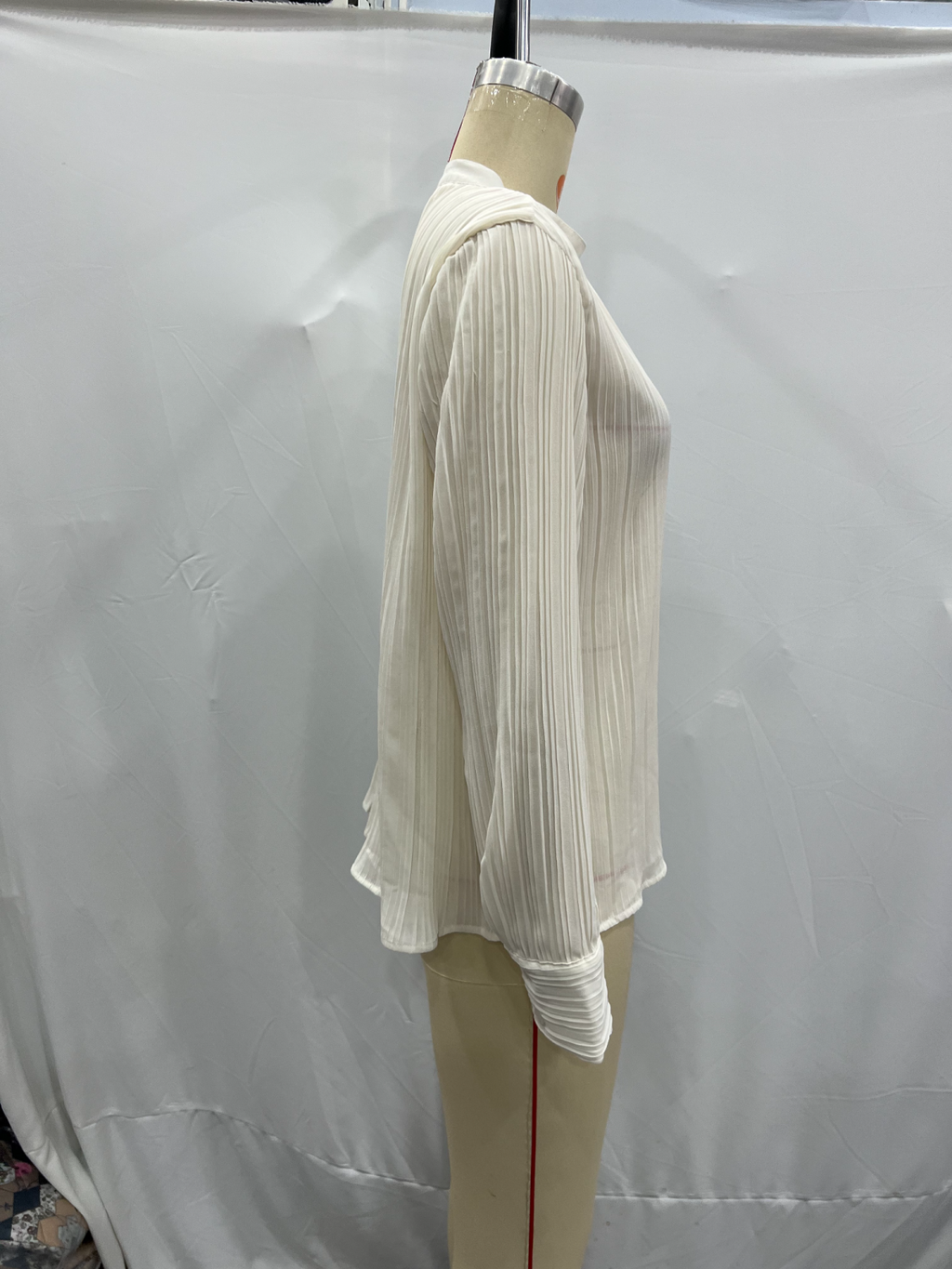 Women's Winter Women Clothing Fashionable All Match Loose V Neck Pleated Long Sleeve Shirt