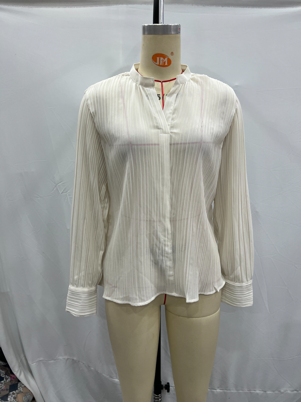 Women's Winter Women Clothing Fashionable All Match Loose V Neck Pleated Long Sleeve Shirt