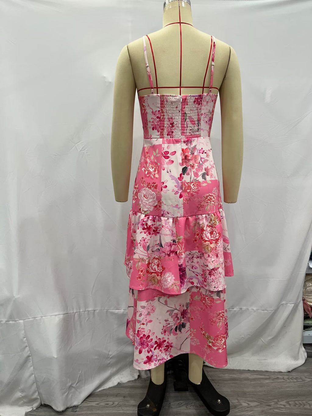 Women's V-Neck Floral Tie Sleeveless Dress