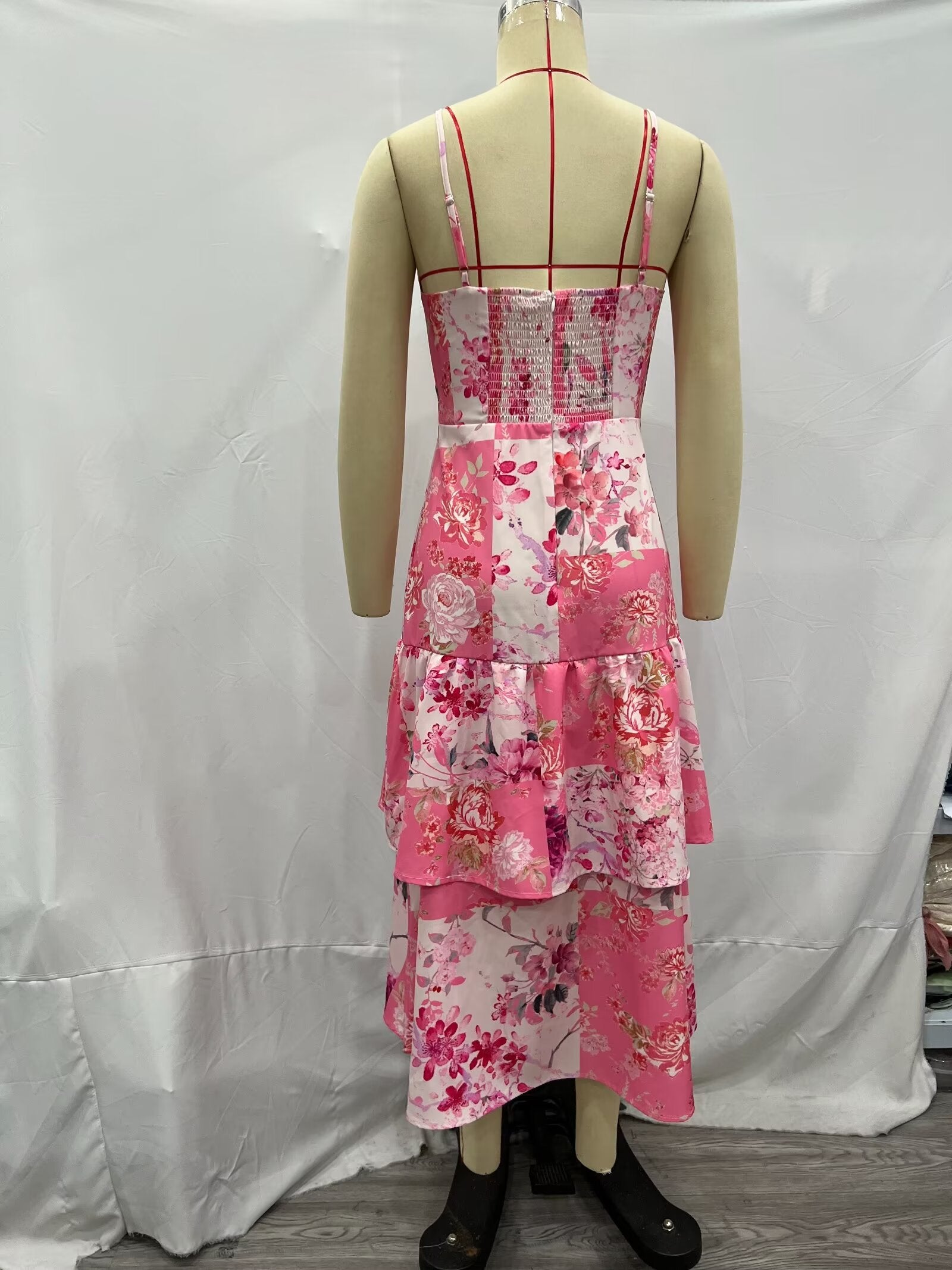 Women's V-Neck Floral Tie Sleeveless Dress