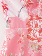 Women's V-Neck Floral Tie Sleeveless Dress
