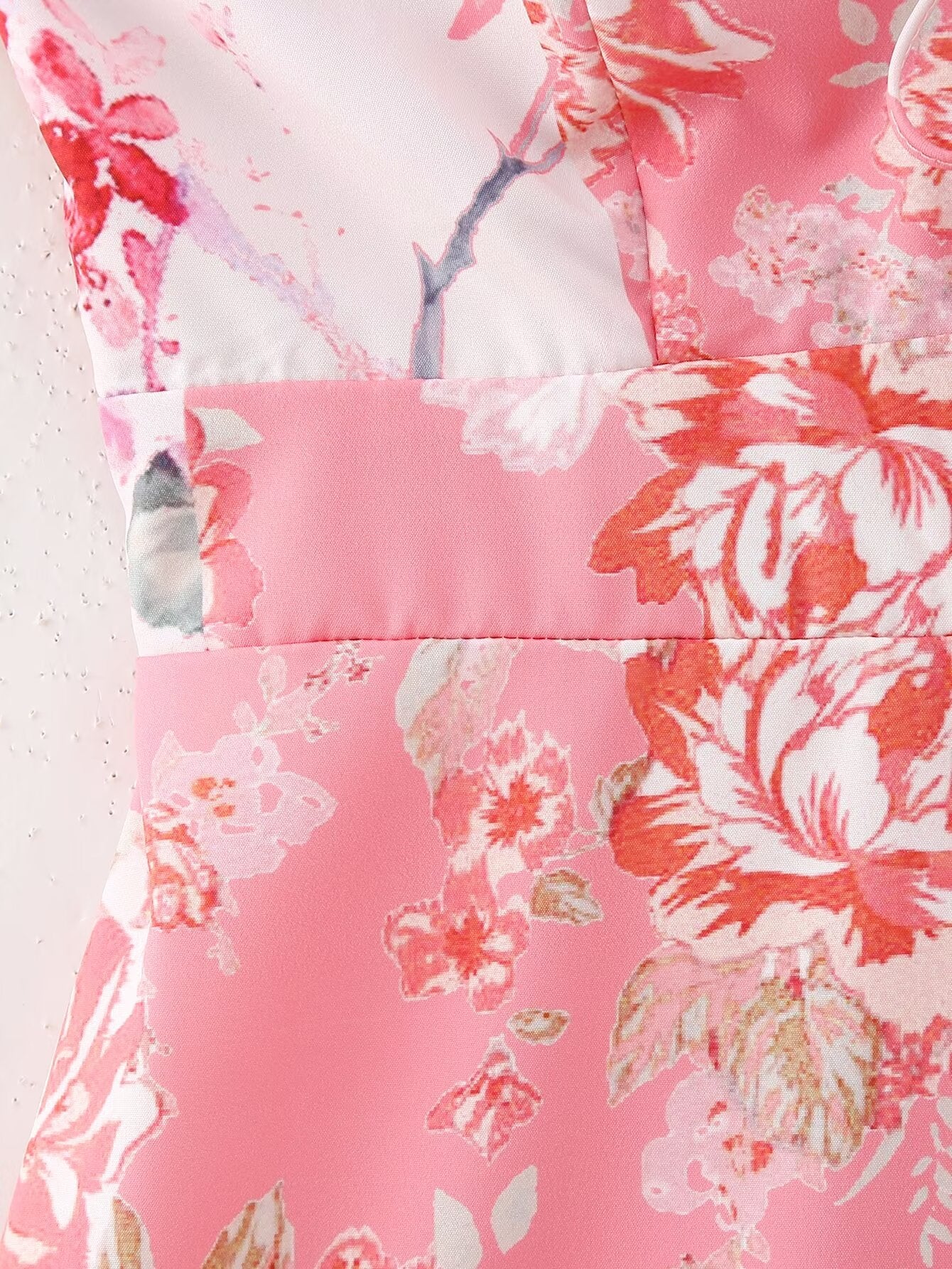 Women's V-Neck Floral Tie Sleeveless Dress