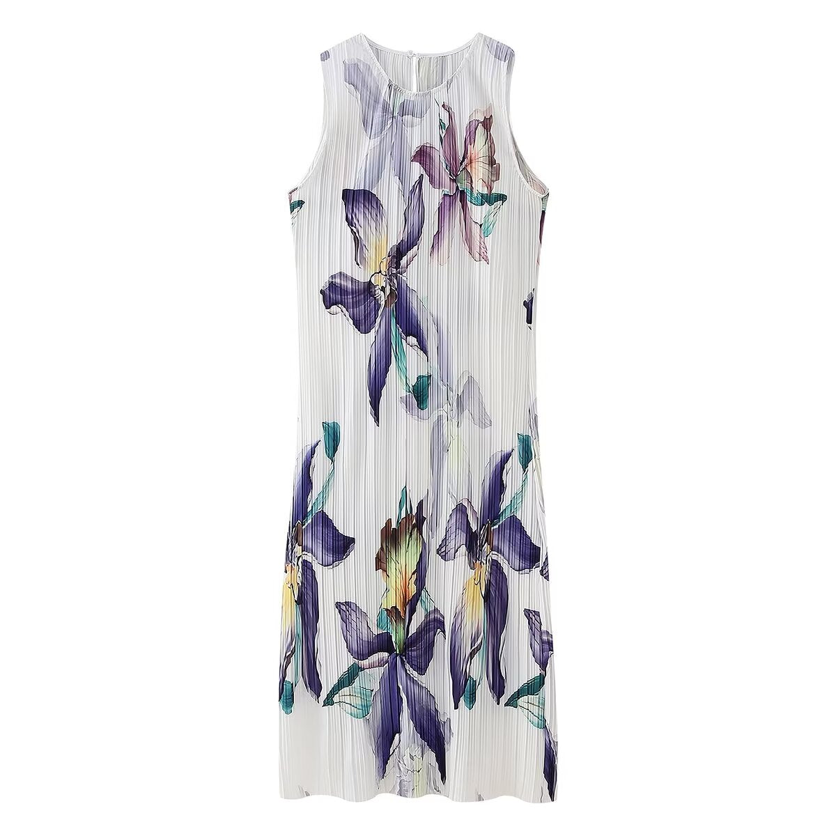 Women's Winter Casual Pleated Printed Sleeveless Dress