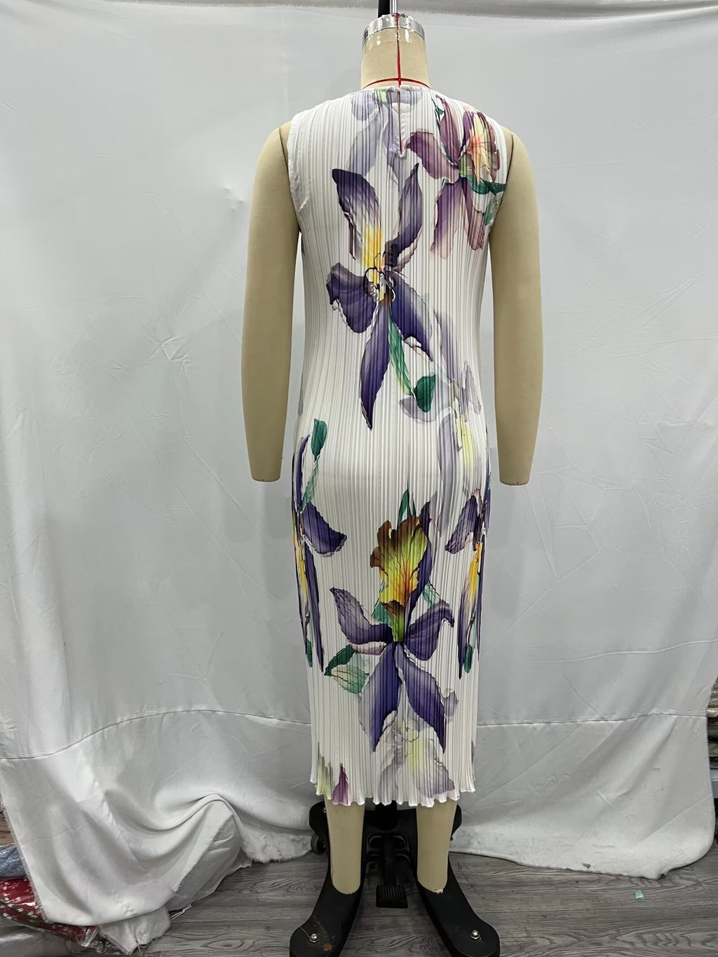 Women's Winter Casual Pleated Printed Sleeveless Dress