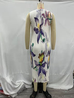 Women's Winter Casual Pleated Printed Sleeveless Dress