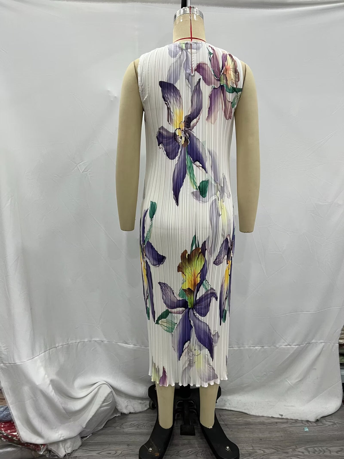 Women's Winter Casual Pleated Printed Sleeveless Dress