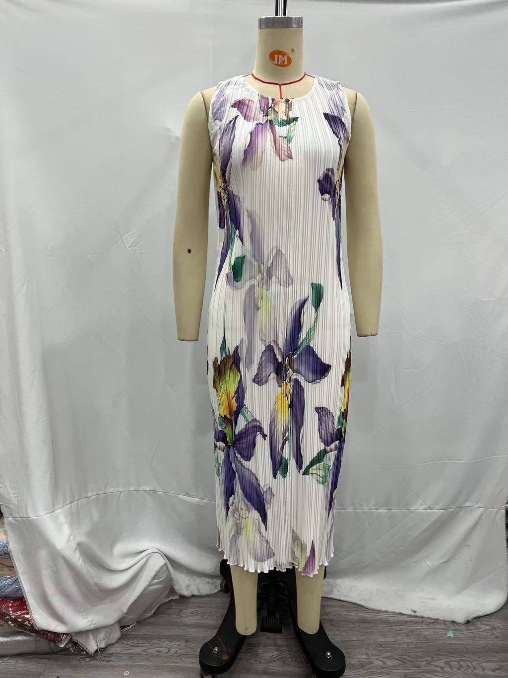 Women's Winter Casual Pleated Printed Sleeveless Dress