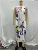 Women's Winter Casual Pleated Printed Sleeveless Dress
