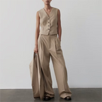Spring Series Classic Vest Pleated Pants Professional Casual Set