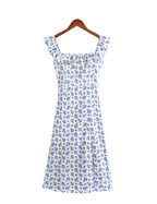 Floral Lace Square-Neck Split Dress