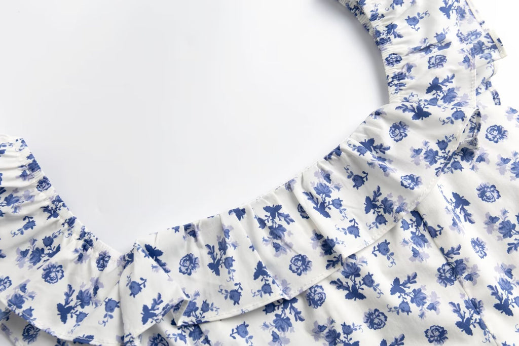 Floral Lace Square-Neck Split Dress