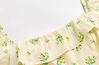 Women's French Floral Ruffle Square-Neck Split Dress