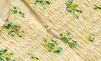Women's French Floral Ruffle Square-Neck Split Dress