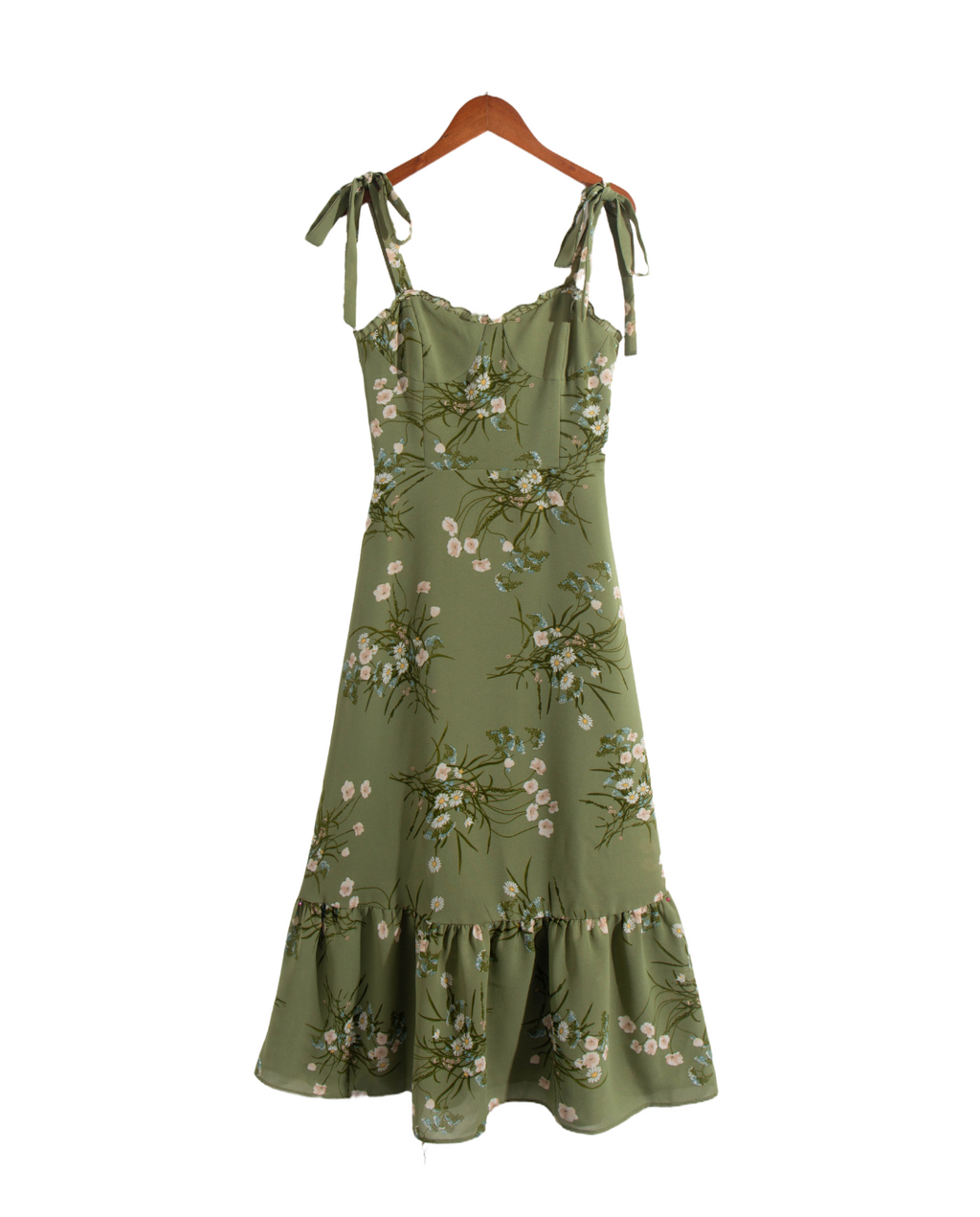 Women's Summer French Minority Printed Lace Up Cami Dress Beach Vacation Sexy Mid Length To