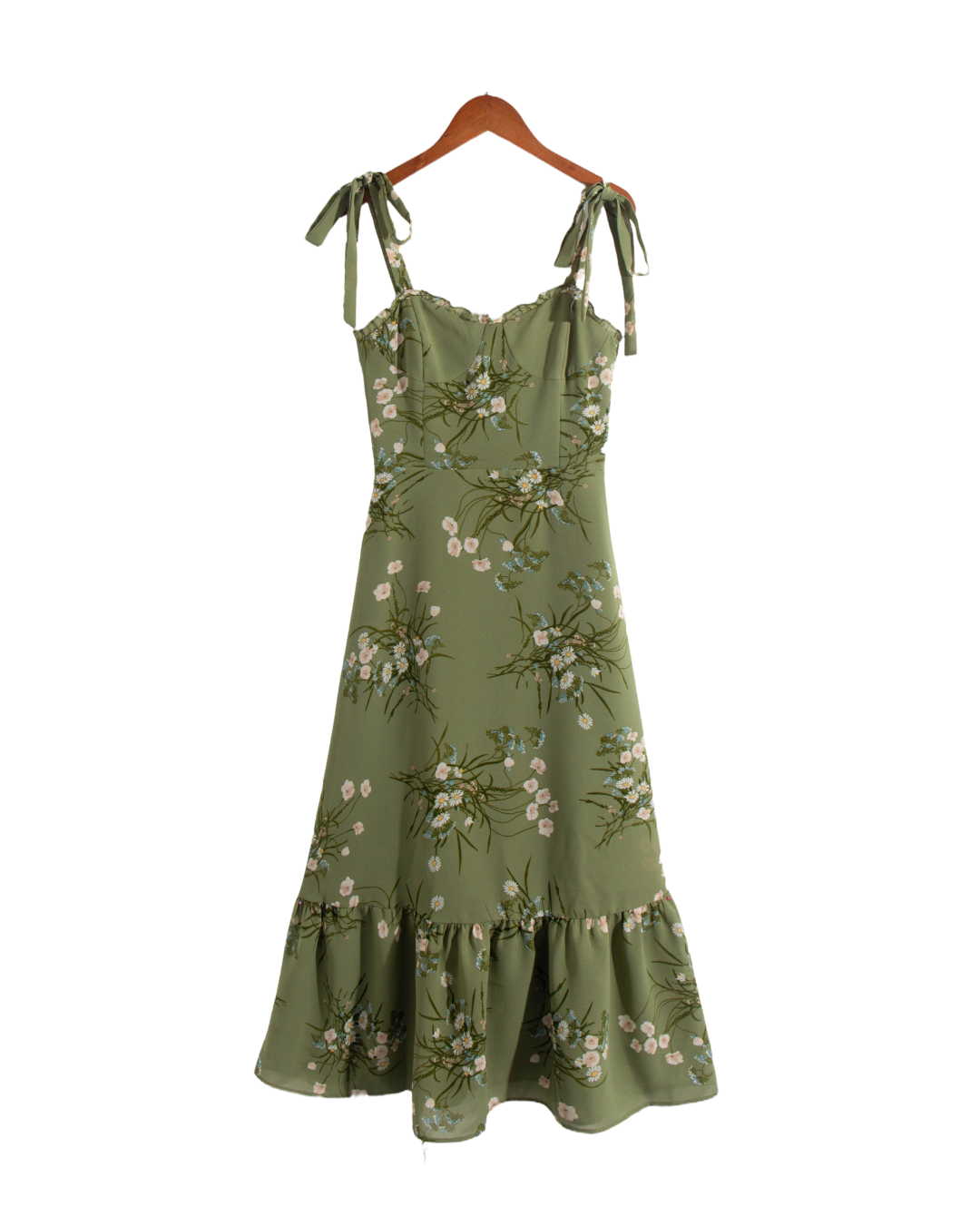 Women's Summer French Minority Printed Lace Up Cami Dress Beach Vacation Sexy Mid Length To