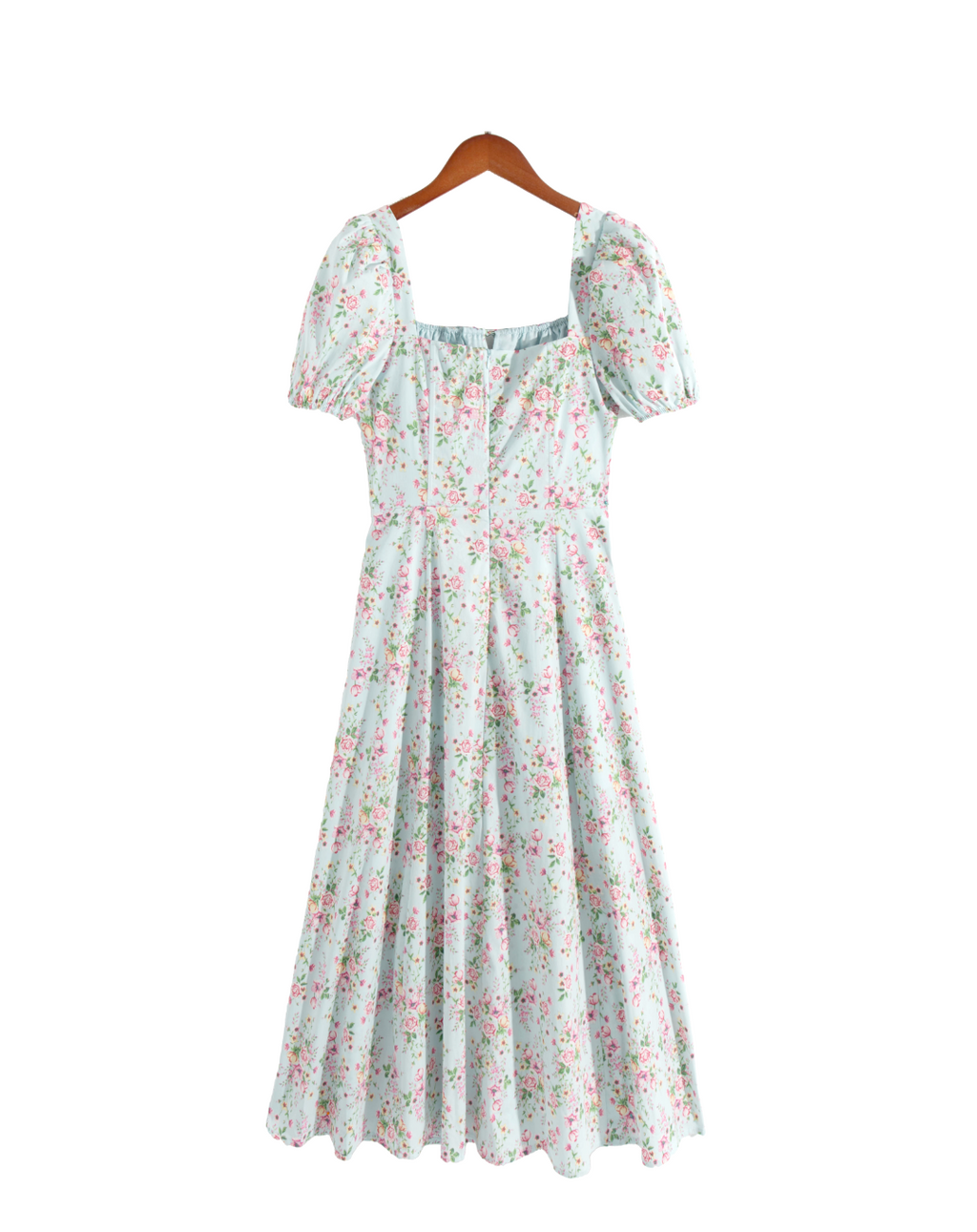 Women's Early Spring Sexy Sexy Square Neck Puff Sleeve Boning Corset Floral Print Slit Dress