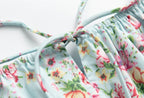 Women's Early Spring Sexy Sexy Square Neck Puff Sleeve Boning Corset Floral Print Slit Dress