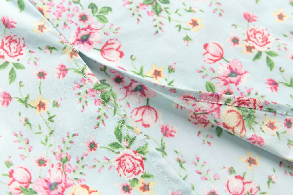 Women's Early Spring Sexy Sexy Square Neck Puff Sleeve Boning Corset Floral Print Slit Dress